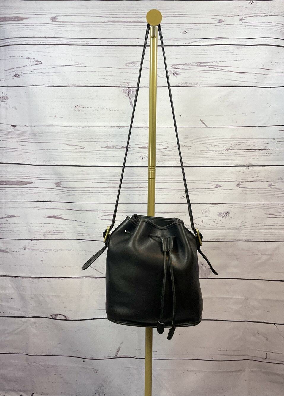 VTG Coach Lula Legacy 9952 Black Leather Drawstring Bucket Shoulder Crossbody